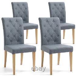 Dining Chairs Set Of 2/4 Linen Fabric Wooden Legs Home Kitchen & Restaurants