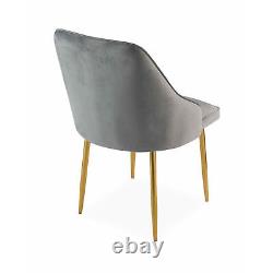 Dining Chairs Set Velvet Grey Comfort Padded Wooden Legs Backrest Set of 2