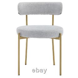 Dining Chairs Set of 2 Curved Backrest Round Upholstered Boucle Dining Chair