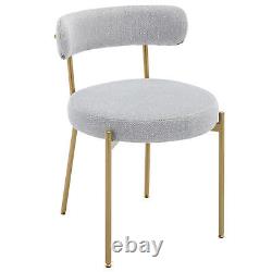Dining Chairs Set of 2 Curved Backrest Round Upholstered Boucle Dining Chair