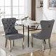 Dining Chairs Set Of 2 Fabric Upholstered Kitchen Chairs With Steel Legs Grey