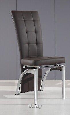 Dining Chairs Set of 2 Grey/White/Black/Brown High Back Faux Leather Chrome Legs