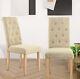 Dining Chairs, Set Of 2 Upholstered Cream Fabric Kitchen Chairs With Wooden Legs