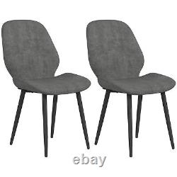 Dining Chairs Set of 2 Upholstered Kitchen Luxe Velvet Metal Legs Grey HOMCOM