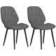 Dining Chairs Set Of 2 Upholstered Kitchen Luxe Velvet Metal Legs Grey Homcom