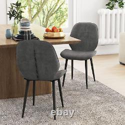 Dining Chairs Set of 2 Upholstered Kitchen Luxe Velvet Metal Legs Grey HOMCOM