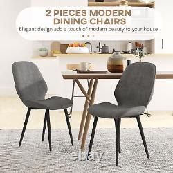 Dining Chairs Set of 2 Upholstered Kitchen Luxe Velvet Metal Legs Grey HOMCOM