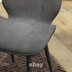 Dining Chairs Set of 2 Upholstered Kitchen Luxe Velvet Metal Legs Grey HOMCOM