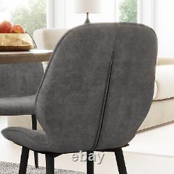 Dining Chairs Set of 2 Upholstered Kitchen Luxe Velvet Metal Legs Grey HOMCOM