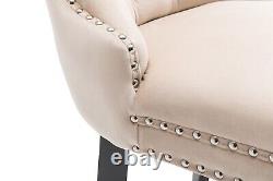 Dining Chairs Set of 2 Velvet Deep Buttoned Knocker Back Grey Legs FREE UK P&P