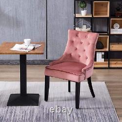 Dining Chairs Set of 2 Velvet Fabric Chairs with Wooden Style Metal Legs