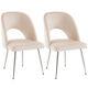 Dining Chairs Set Of 2 Velvet Upholstered Padded Seat Metal Legs Chairs Beige