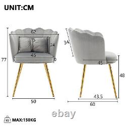 Dining Chairs Set of 2 Velvet Upholstered Wing Back Armchair With Metal Legs Grey