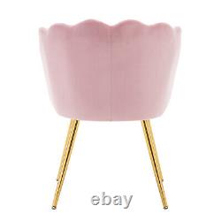 Dining Chairs Set of 2 Velvet Upholstered Wing Back Armchair With Metal Legs Pink