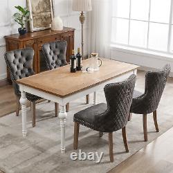 Dining Chairs Set of 4 Fabric Upholstered Kitchen Chairs with Solid Wood Legs Grey