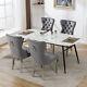 Dining Chairs Set Of 4 Fabric Upholstered Kitchen Chairs With Steel Legs Grey