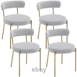 Dining Chairs Set of 4 Upholstered Boucle Chairs with Metal Legs for Kitchen