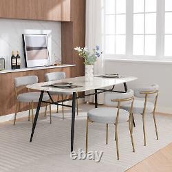 Dining Chairs Set of 4 Upholstered Boucle Chairs with Metal Legs for Kitchen