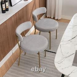 Dining Chairs Set of 4 Upholstered Boucle Chairs with Metal Legs for Kitchen