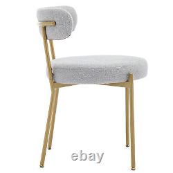 Dining Chairs Set of 4 Upholstered Boucle Chairs with Metal Legs for Kitchen