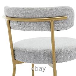 Dining Chairs Set of 4 Upholstered Boucle Chairs with Metal Legs for Kitchen