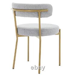 Dining Chairs Set of 4 Upholstered Boucle Chairs with Metal Legs for Kitchen