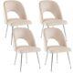 Dining Chairs Set Of 4 Velvet Upholstered Padded Seat Metal Legs Chairs Beige