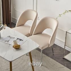 Dining Chairs Set of 4 Velvet Upholstered Padded Seat Metal Legs Chairs Beige