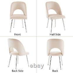 Dining Chairs Set of 4 Velvet Upholstered Padded Seat Metal Legs Chairs Beige