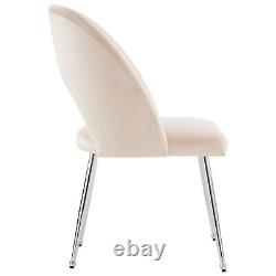 Dining Chairs Set of 4 Velvet Upholstered Padded Seat Metal Legs Chairs Beige