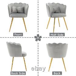 Dining Chairs Set of 4 Velvet Upholstered Wing Back Armchair With Metal Legs Grey