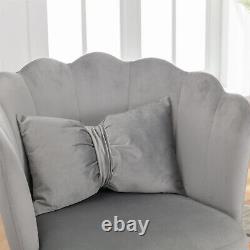 Dining Chairs Set of 4 Velvet Upholstered Wing Back Armchair With Metal Legs Grey