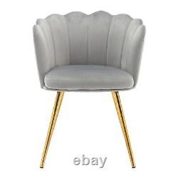 Dining Chairs Set of 4 Velvet Upholstered Wing Back Armchair With Metal Legs Grey