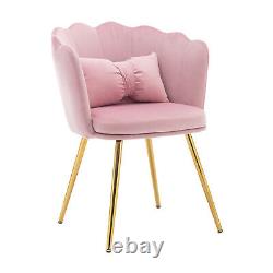Dining Chairs Set of 4 Velvet Upholstered Wing Back Armchair With Metal Legs Pink