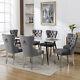 Dining Chairs Set Of 6 Fabric Upholstered Kitchen Chairs With Steel Legs Grey