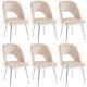Dining Chairs Set Of 6 Velvet Upholstered Padded Seat Metal Legs Chairs Beige
