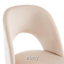 Dining Chairs Set of 6 Velvet Upholstered Padded Seat Metal Legs Chairs Beige