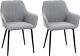 Dining Chairs, Upholstered, Set Of 2 Linen Fabric, Metal Legs, Grey