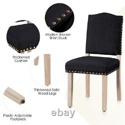 Dining Room Chairs Modern Upholstered Kitchen Chairs with Nailhead Trim Black