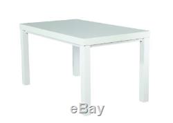 Dining Table and 6 Chairs Set Rectangle White Solid Wood Fabric Upholstered Seat