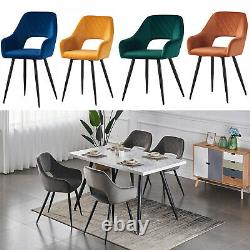 Dining Table and Dining Chair Set of 2 4 Velvet Armchair Upholstered Chair Retro