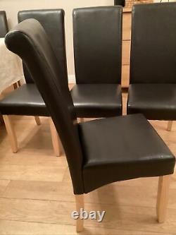 Dining chairs x 4 brown faux leather with Upholstered Side Hardly Used