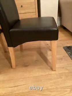 Dining chairs x 4 brown faux leather with Upholstered Side Hardly Used