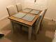 Dining Table & 4 Chairs Next, Wooden/grey, Beige Upholstered Dining Chairs