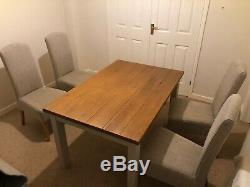 Dining table & 4 chairs Next, wooden/grey, beige upholstered dining chairs