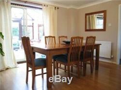 Dining table and 6 upholstered chairs Beautiful recycled New Zealand Rimu