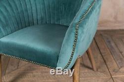 Duck Egg Blue Velvet Upholstered Tub Chair Bucket Armchair Tub Dining Chair