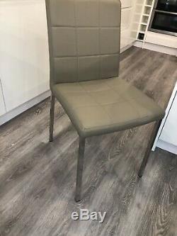Dwell Jenkins Faux Leather Dining Chair Set (6 Chairs), Stone Grey Colour