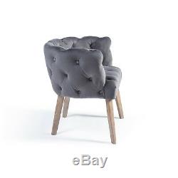 EGB10 Richmond Grey Brushed Velvet Button Upholstered Tub Dining Arm Chair