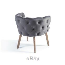 EGB10 Richmond Grey Brushed Velvet Button Upholstered Tub Dining Arm Chair